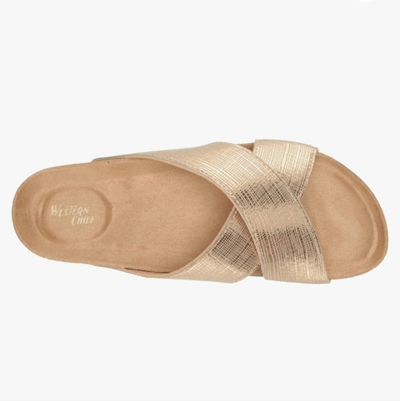 Western Chief Women's Metallic Cross Sandals New in box - Picture 4 of 5